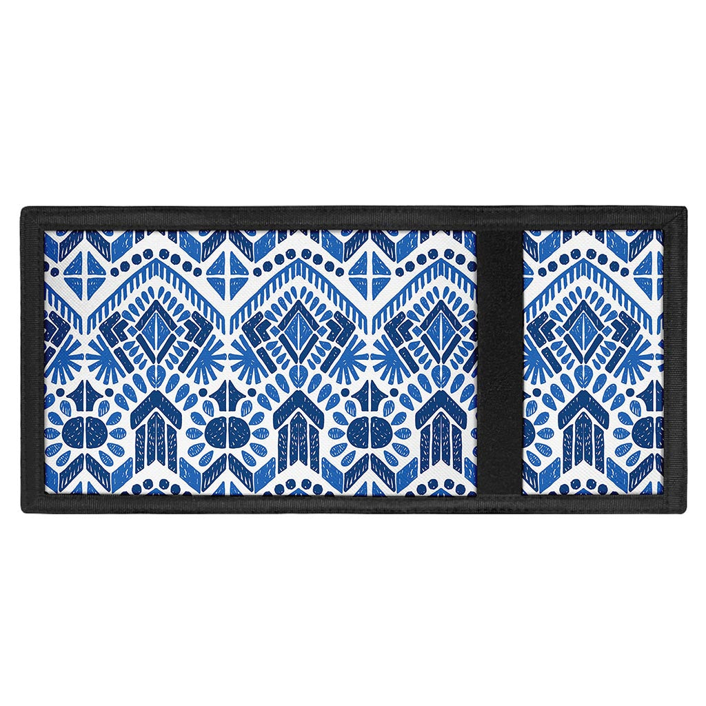 Blue And White Aztec Pattern Print Trifold Wallet