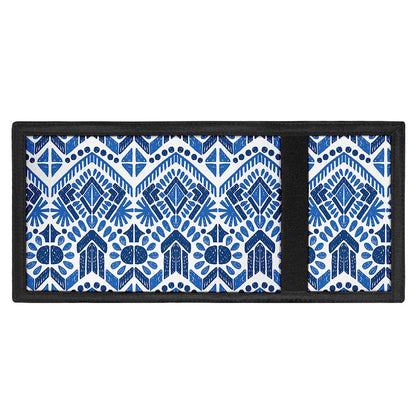 Blue And White Aztec Pattern Print Trifold Wallet