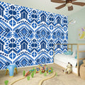 Blue And White Aztec Pattern Print Wall Sticker