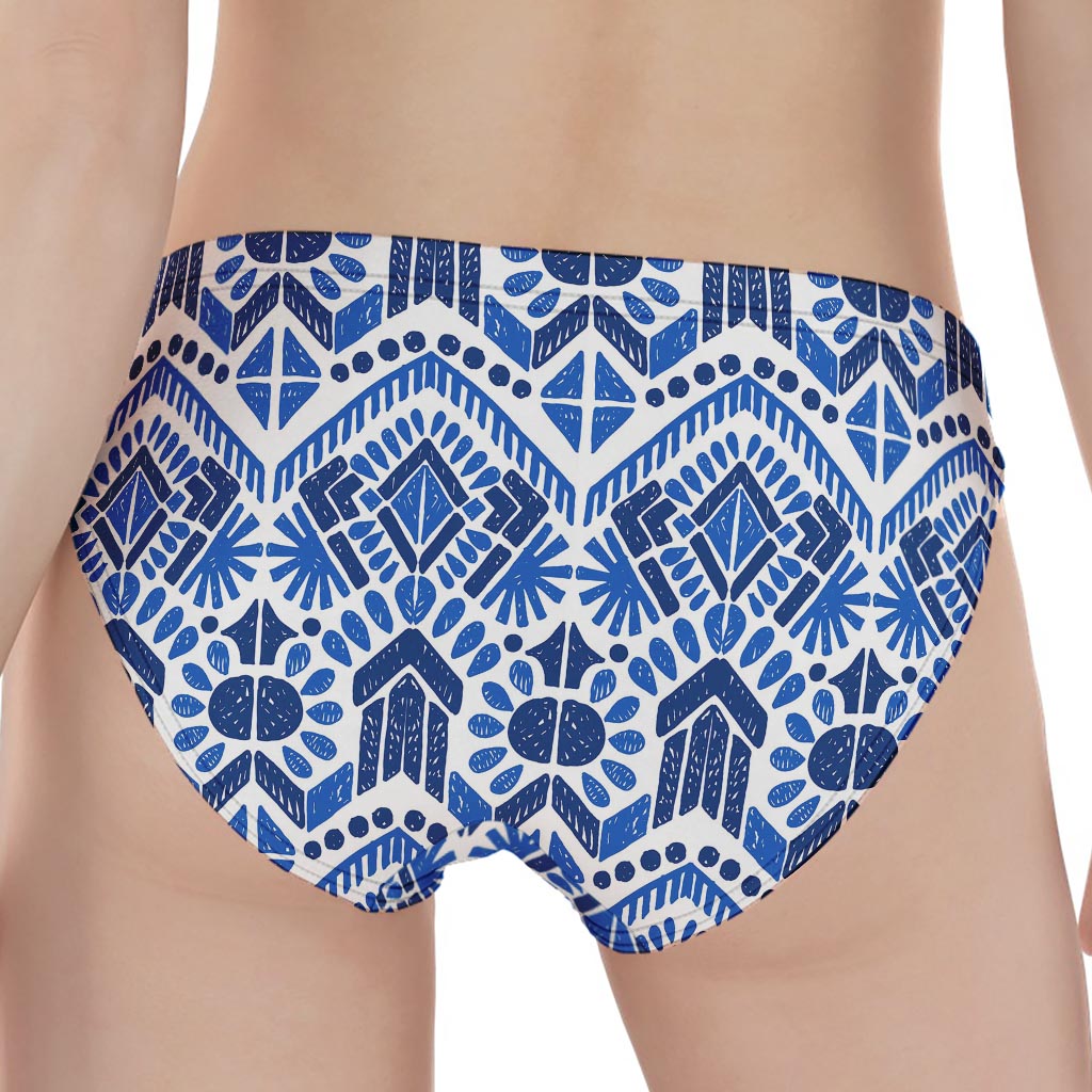 Blue And White Aztec Pattern Print Women's Panties