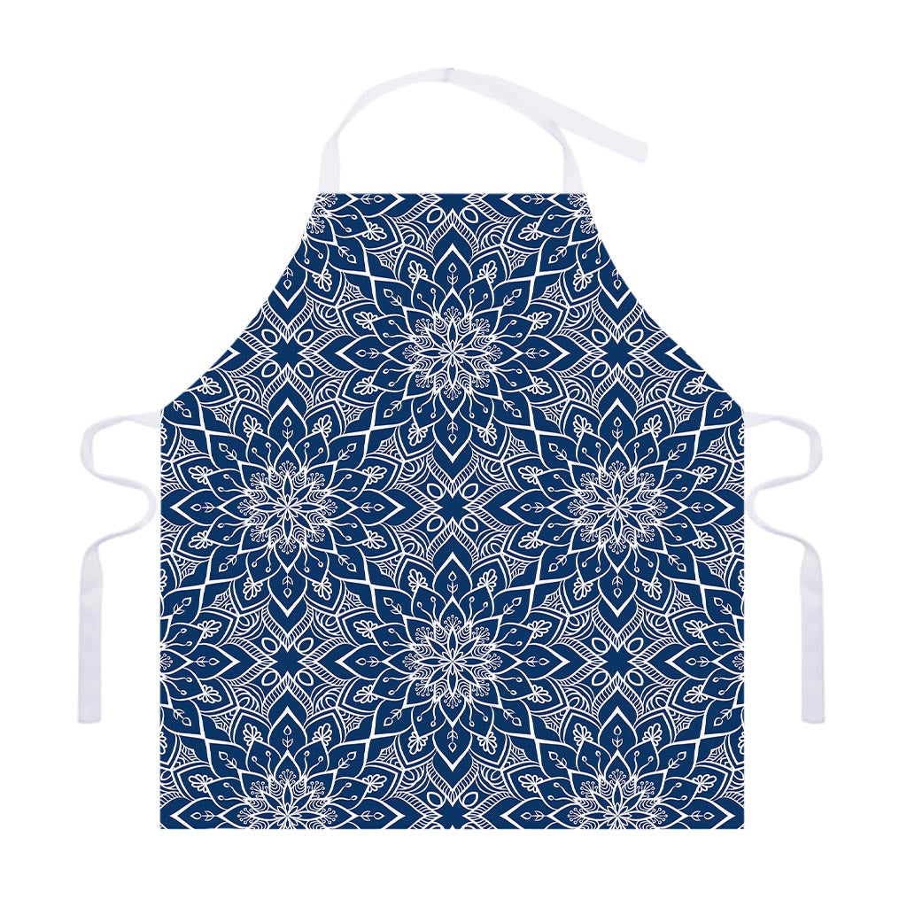 Blue And White Bohemian Mandala Print Adjustable Apron