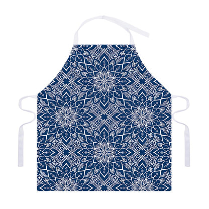 Blue And White Bohemian Mandala Print Adjustable Apron