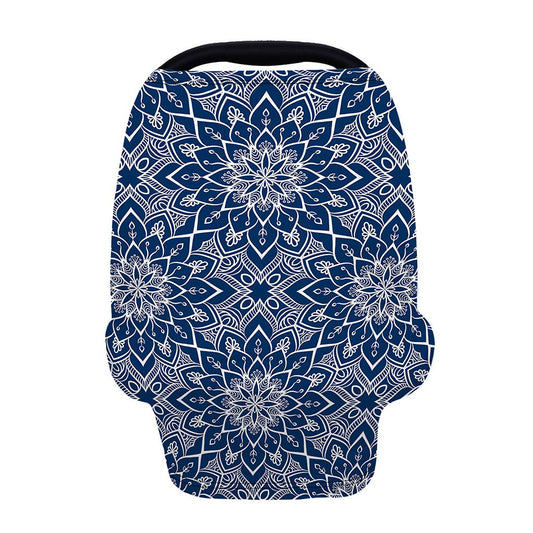 Blue And White Bohemian Mandala Print Baby Seat Cover