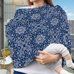 Blue And White Bohemian Mandala Print Baby Seat Cover