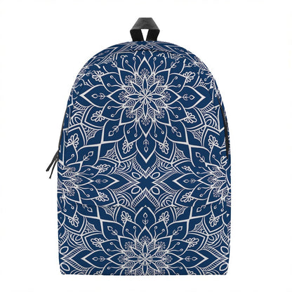 Blue And White Bohemian Mandala Print Backpack