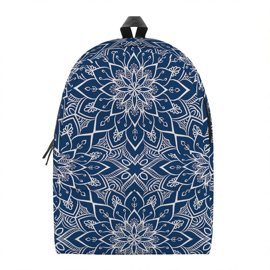 Blue And White Bohemian Mandala Print Backpack