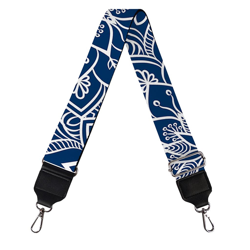 Blue And White Bohemian Mandala Print Bag Strap