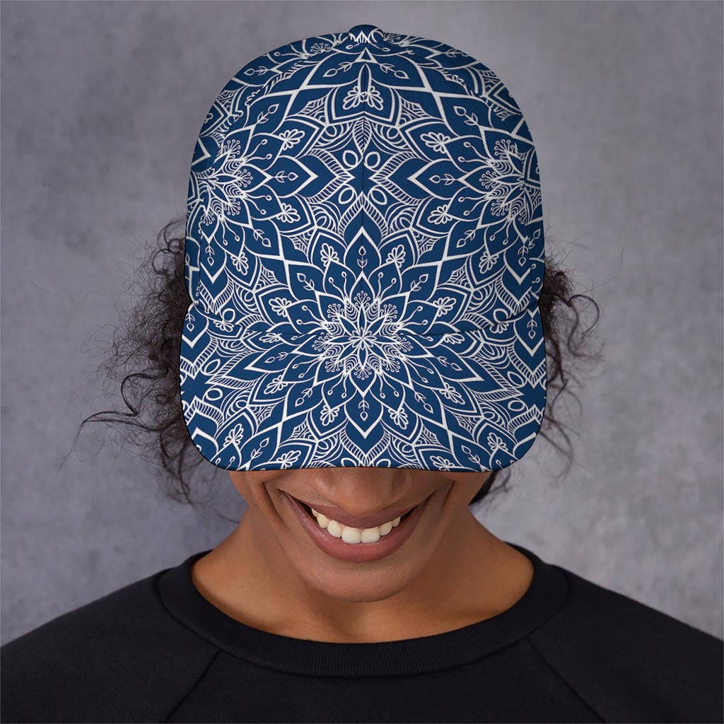Blue And White Bohemian Mandala Print Baseball Cap