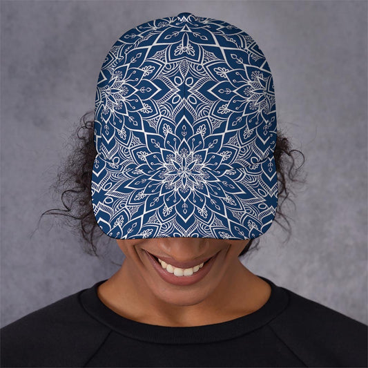 Blue And White Bohemian Mandala Print Baseball Cap