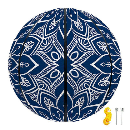 Blue And White Bohemian Mandala Print Basketball