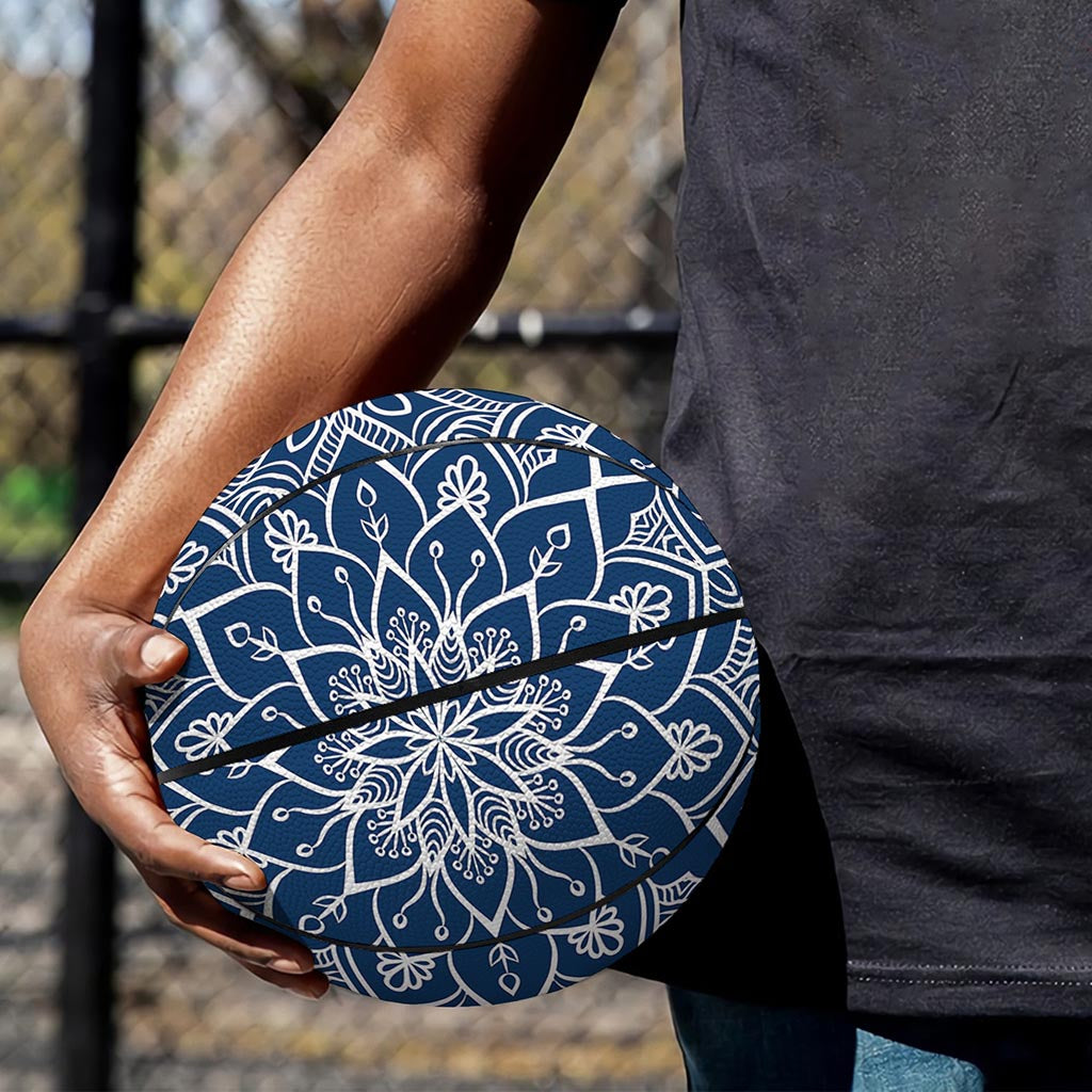 Blue And White Bohemian Mandala Print Basketball