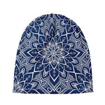 Blue And White Bohemian Mandala Print Beanie