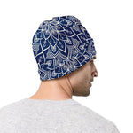 Blue And White Bohemian Mandala Print Beanie