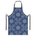 Blue And White Bohemian Mandala Print Bib Apron With Pocket