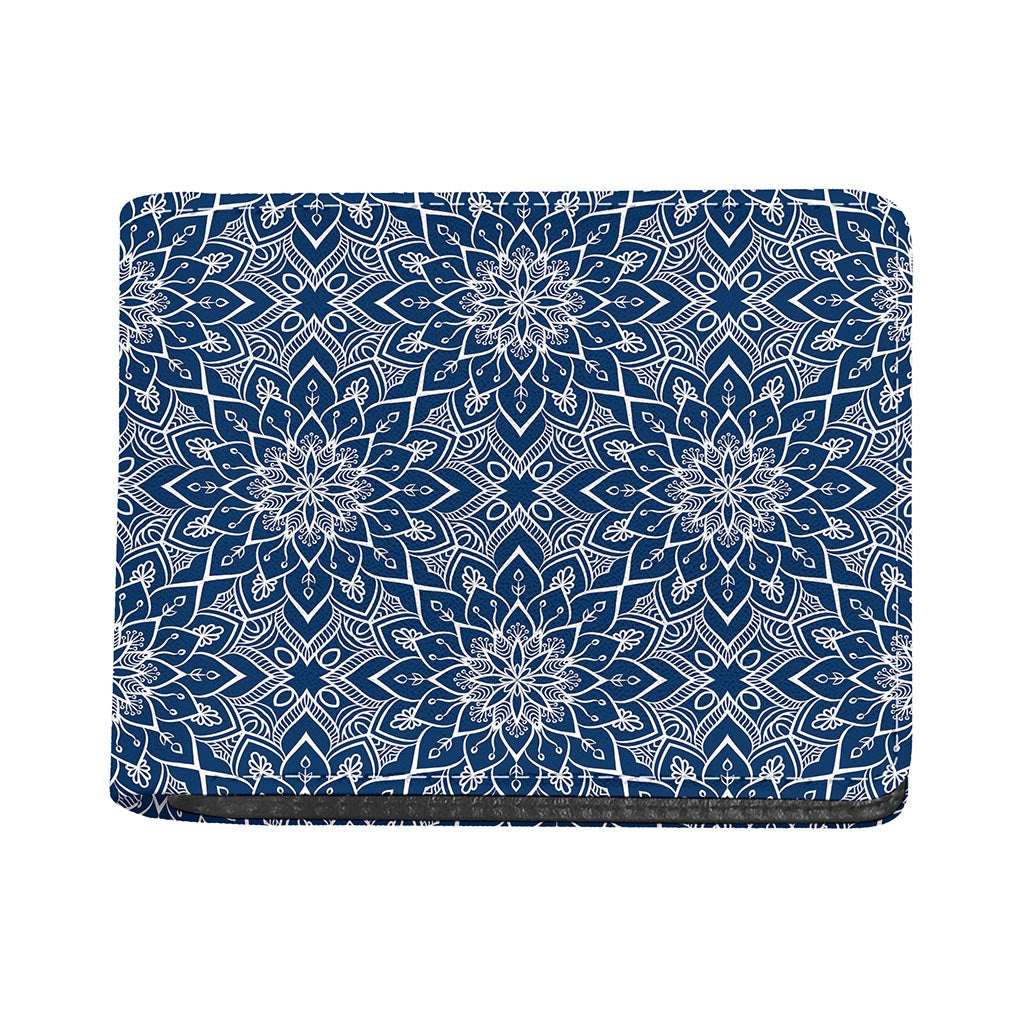 Blue And White Bohemian Mandala Print Bifold Wallet