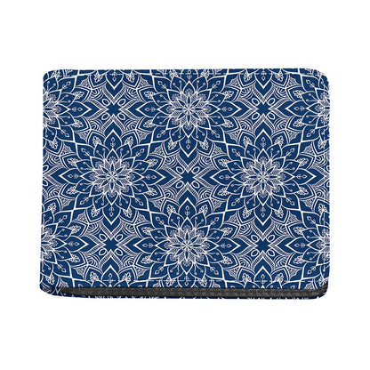 Blue And White Bohemian Mandala Print Bifold Wallet