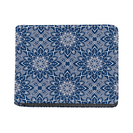 Blue And White Bohemian Mandala Print Bifold Wallet