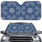 Blue And White Bohemian Mandala Print Car Windshield Sun Shade