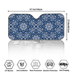 Blue And White Bohemian Mandala Print Car Windshield Sun Shade
