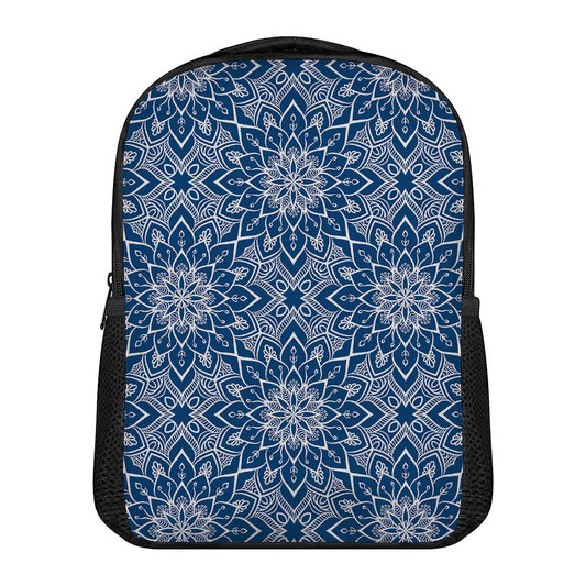 Blue And White Bohemian Mandala Print Casual Backpack