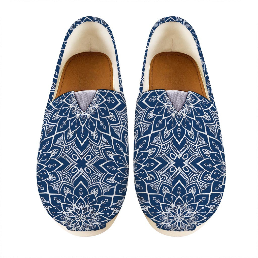 Blue And White Bohemian Mandala Print Casual Shoes