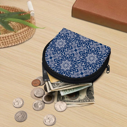 Blue And White Bohemian Mandala Print Coin Purse