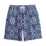 Blue And White Bohemian Mandala Print Cotton Shorts