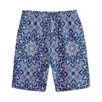 Blue And White Bohemian Mandala Print Cotton Shorts