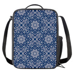 Blue And White Bohemian Mandala Print Crossbody Lunch Bag