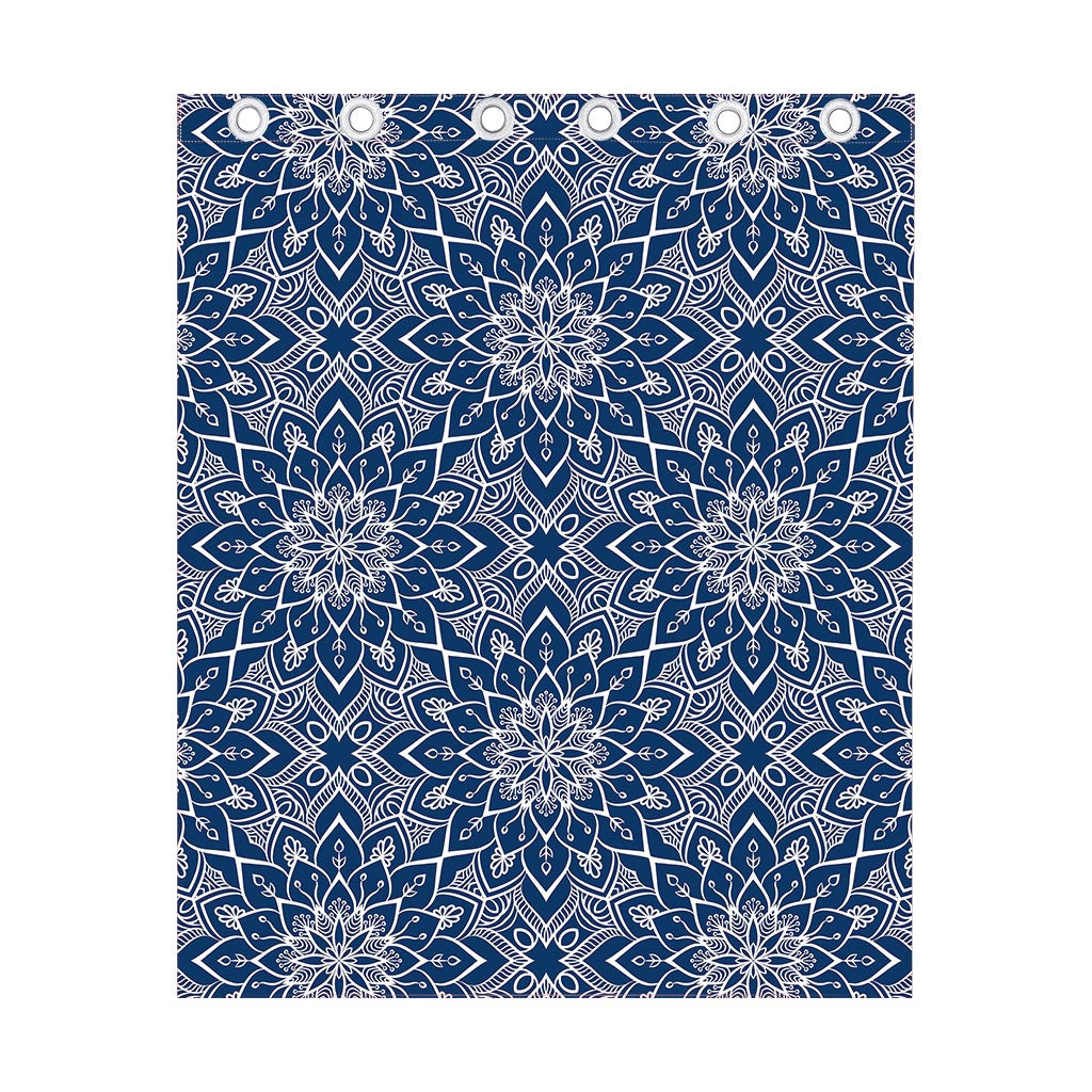 Blue And White Bohemian Mandala Print Curtain