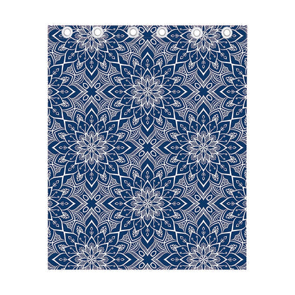Blue And White Bohemian Mandala Print Curtain