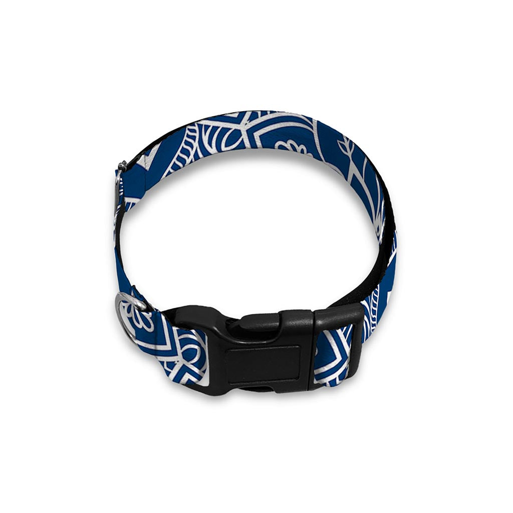 Blue And White Bohemian Mandala Print Dog Collar