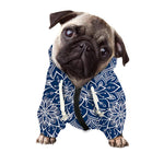 Blue And White Bohemian Mandala Print Dog Zip Up Hoodie