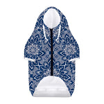 Blue And White Bohemian Mandala Print Dog Zip Up Hoodie