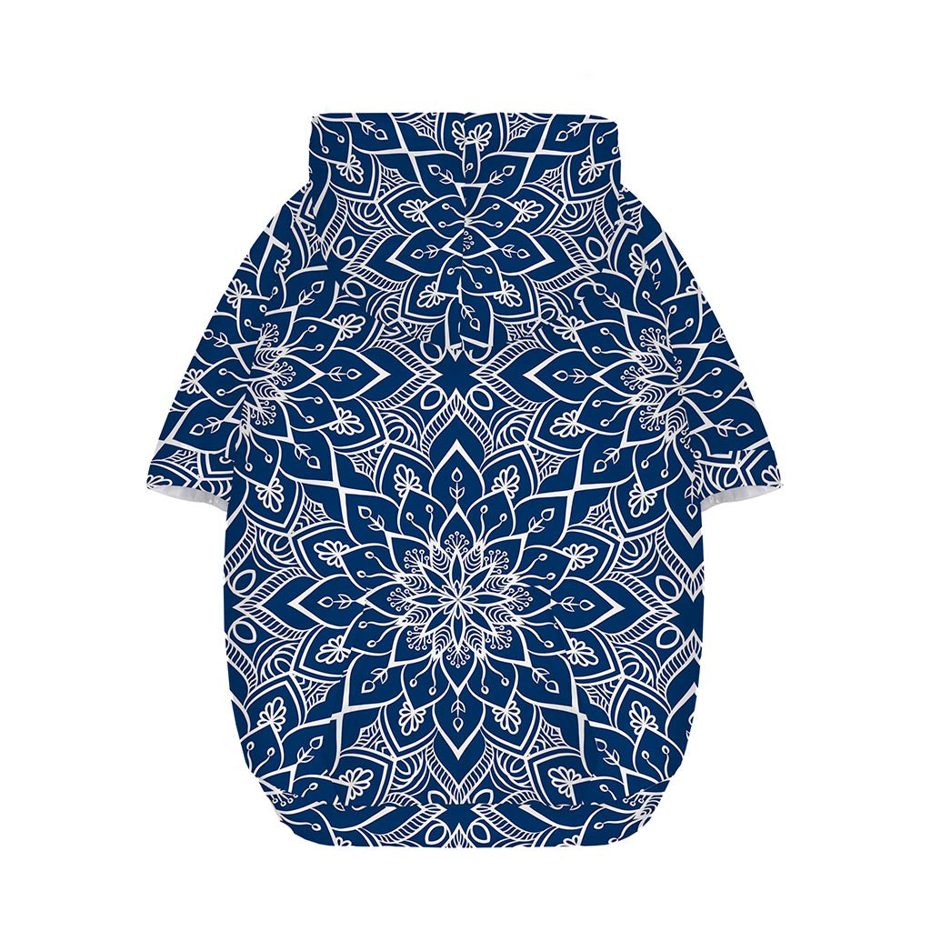 Blue And White Bohemian Mandala Print Dog Zip Up Hoodie
