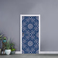 Blue And White Bohemian Mandala Print Door Sticker