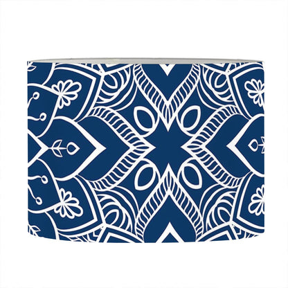 Blue And White Bohemian Mandala Print Drum Lamp Shade