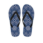 Blue And White Bohemian Mandala Print Flip Flops