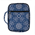 Blue And White Bohemian Mandala Print Front Pocket Bible Bag