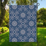 Blue And White Bohemian Mandala Print Garden Flag
