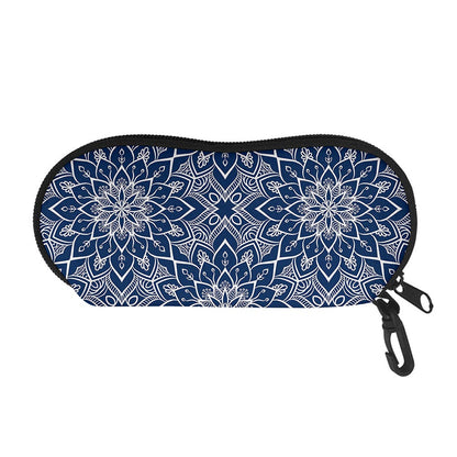 Blue And White Bohemian Mandala Print Glasses Case