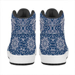 Blue And White Bohemian Mandala Print High Top Leather Sneakers