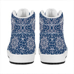 Blue And White Bohemian Mandala Print High Top Leather Sneakers
