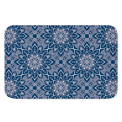 Blue And White Bohemian Mandala Print Indoor Door Mat