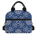 Blue And White Bohemian Mandala Print Insulated Lunch Bag