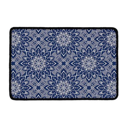 Blue And White Bohemian Mandala Print Kitchen Mat