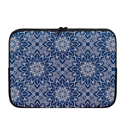 Blue And White Bohemian Mandala Print Laptop Sleeve