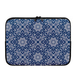 Blue And White Bohemian Mandala Print Laptop Sleeve