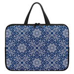 Blue And White Bohemian Mandala Print Laptop Sleeve With Handle