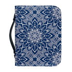 Blue And White Bohemian Mandala Print Leather Bible Cover